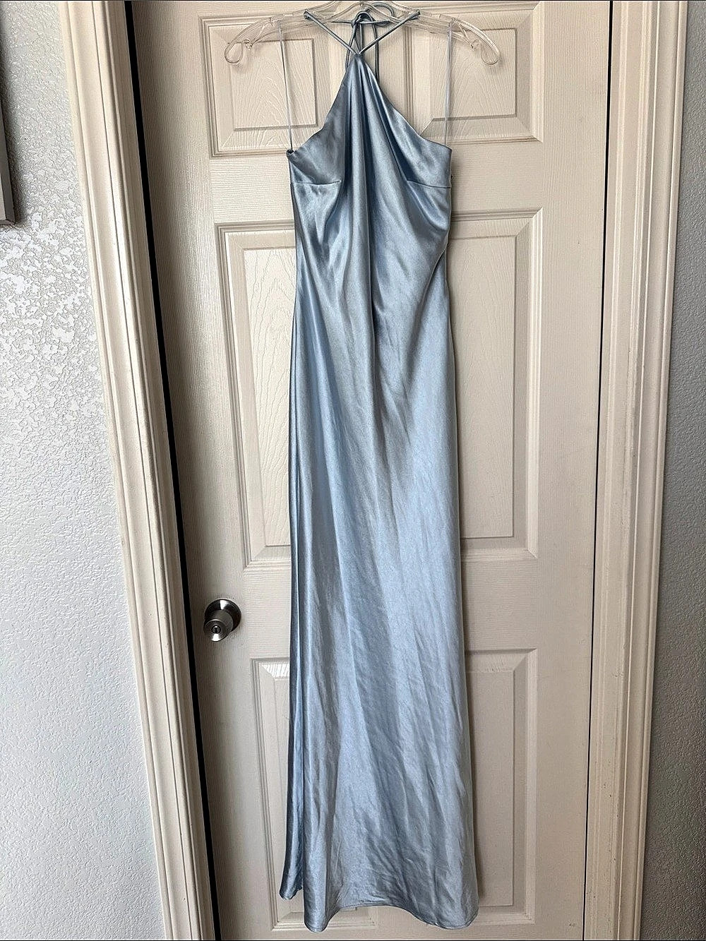 Fashion Nova Morah Satin Maxi Dress Blue Size Medium